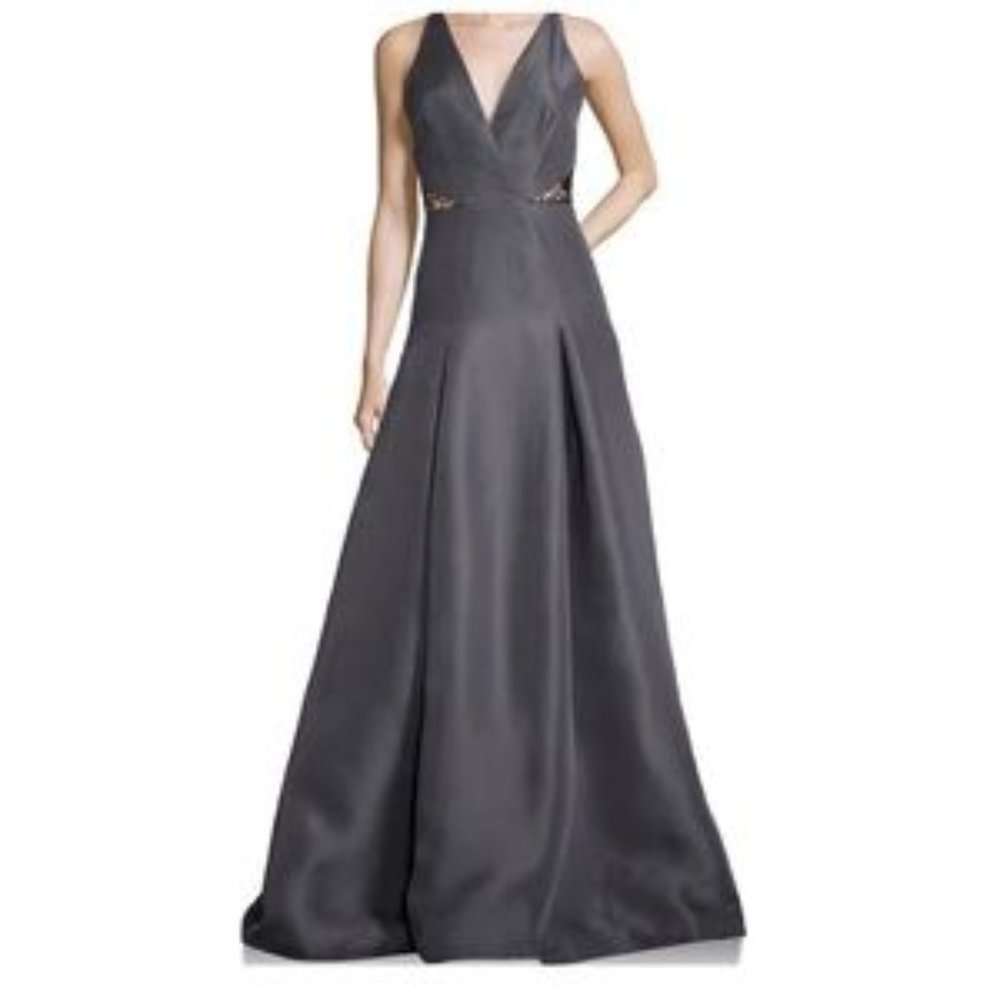 Authentic MONIQUE LHUILLIER Gunmetal Gown NWT
